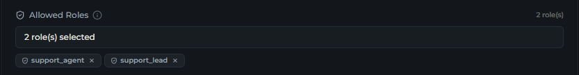 Allowed Roles control on a skill card with several org roles selected