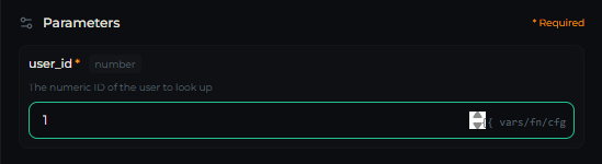 The Configure tab showing the tool parameters wired to workflow variables
