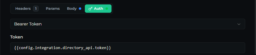The Auth tab showing the auth type selector and its fields
