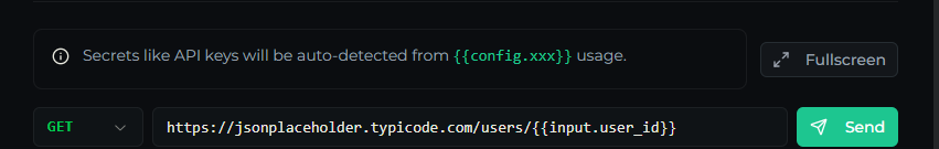 The HTTP builder request bar with method selector, URL field, and Send button