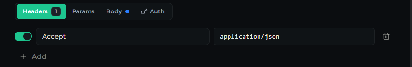 The HTTP builder tabs for Headers, Params, Body, and Auth
