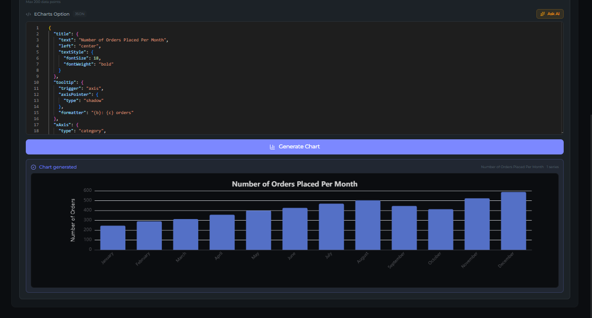 parse_echarts tool — Test tab