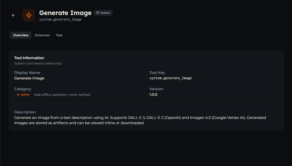 generate_image tool — Overview tab