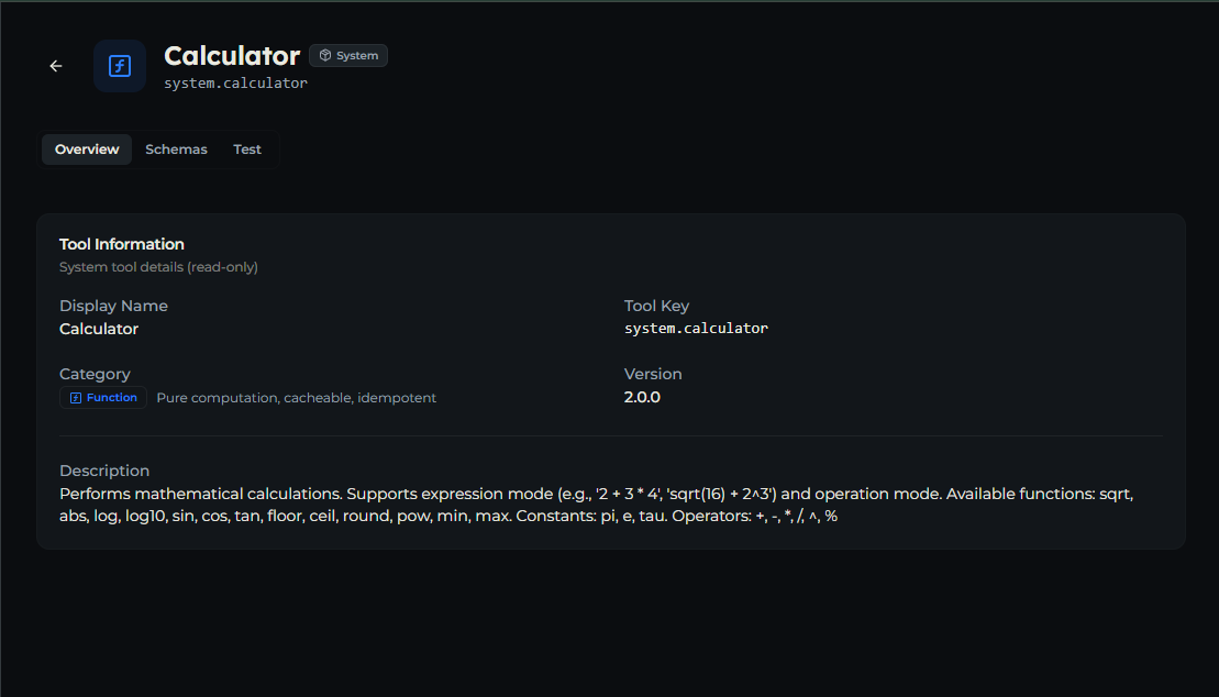 calculator tool — Overview tab