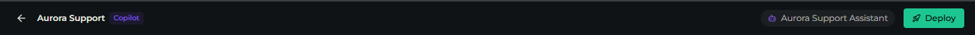 Copilot Studio header showing the breadcrumb, brain status pill, save status, and Deploy button