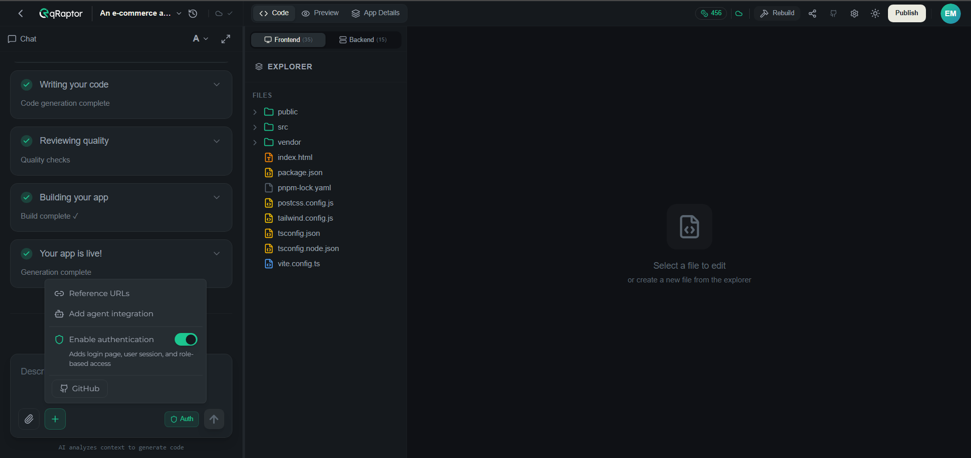 Chat composer's more-options menu showing the Add agent integration button