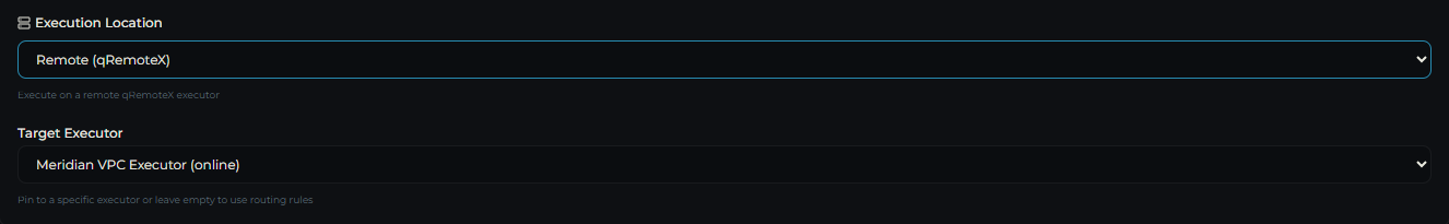 The Target Executor selector shown after choosing Remote