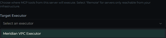 The Target Executor picker shown after selecting Remote execution