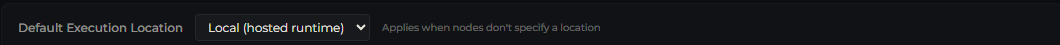 The Default Execution Location selector on the Remote Executors page